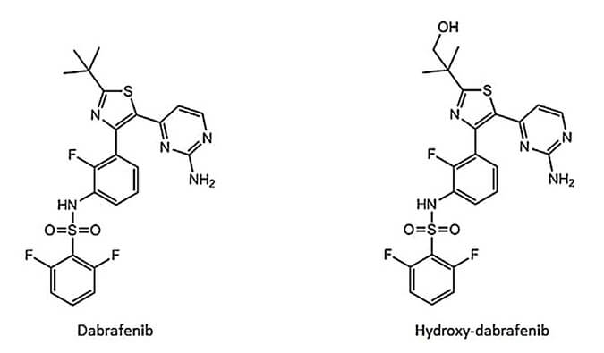 开发并验证新的LC-MS/MS步骤，用于定量人血浆中达拉非尼及其重要代谢物羟基达拉非尼 (OHD)。本钻研中OHD(纯度>99%)通过esball合成